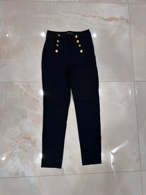 H&M Black Waistband Pants with Gold Buttons